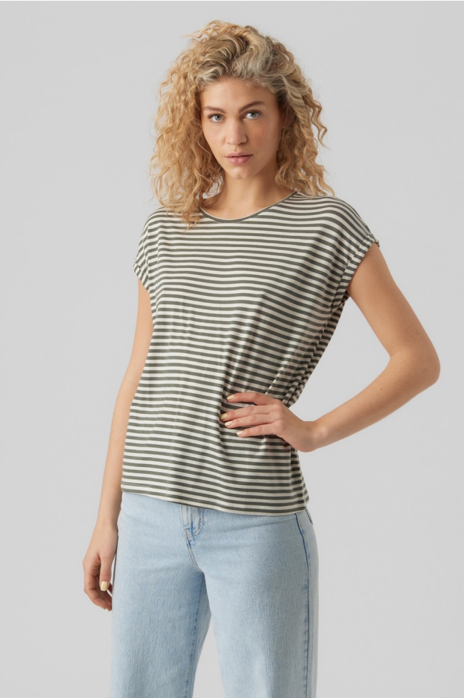 VMAVA PLAIN SS TOP STRIPE GA JRS N 10284469 Laurel wreath